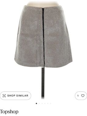 Topshop Light Gray Faux Fur A-Line Mini Skirt